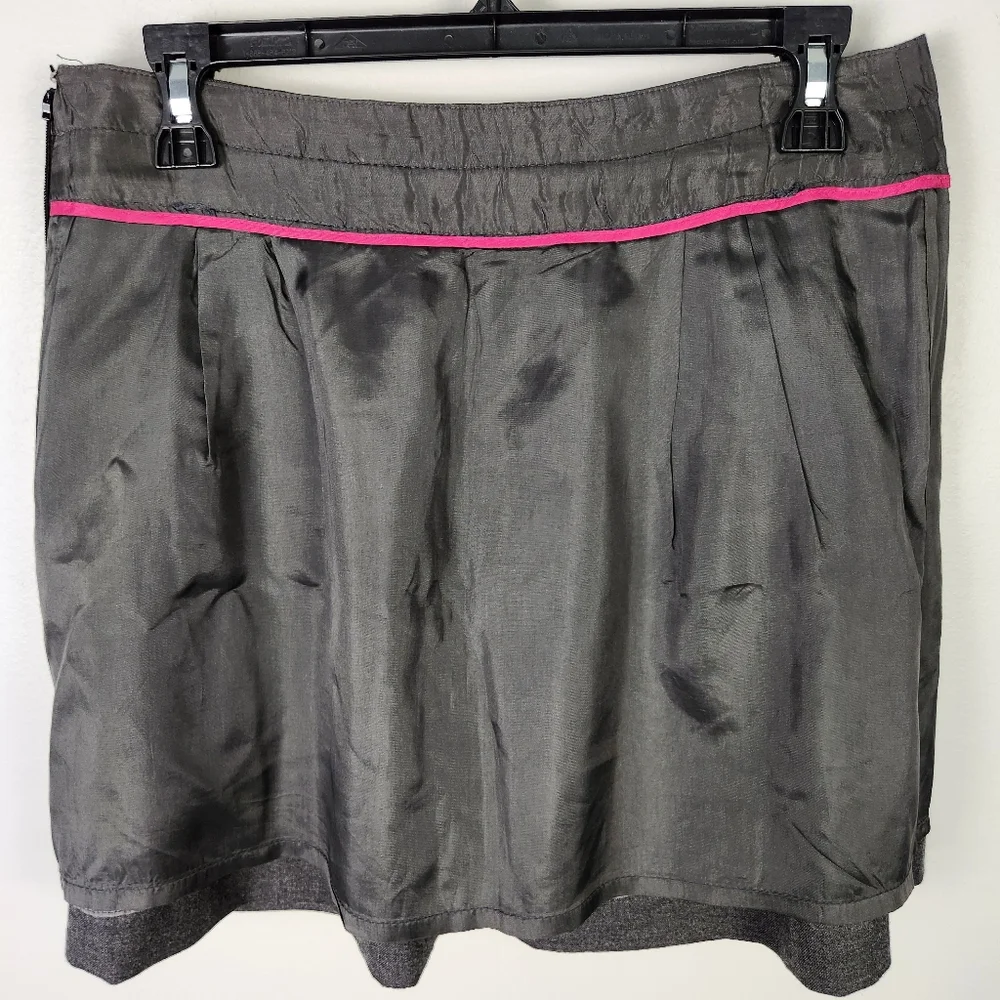 J. Crew Size 4 Shirred Wool Skirt Charcoal Gray A-Line Above Knee Pockets‎ #650